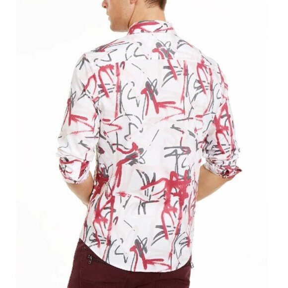 Inc Men's Graffiti Heart Printed Shirt - Picture 2 of 7